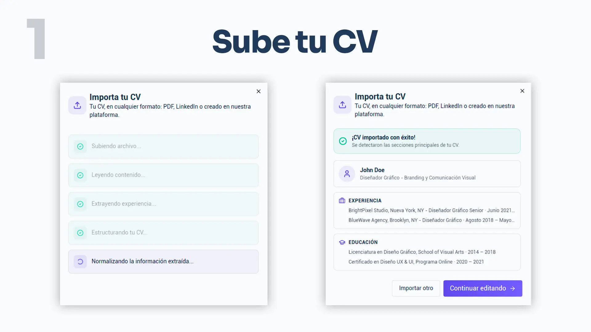 Importación de CV