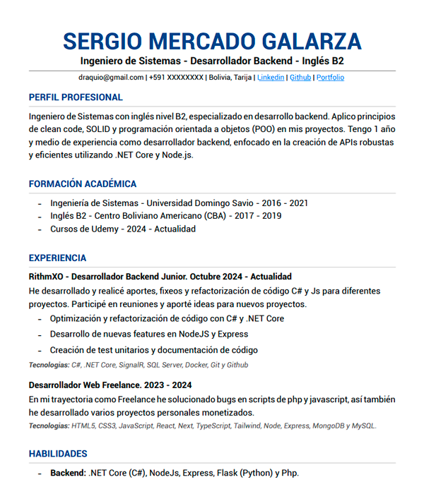 CV generado de referencia